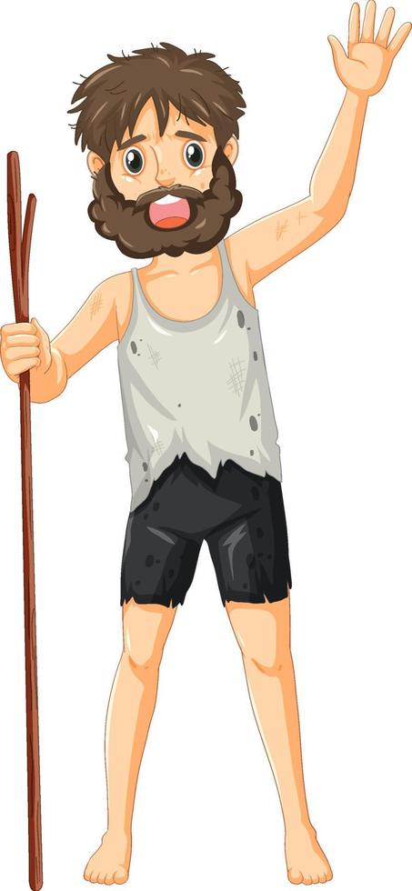 Isolated sad castaway man on white background vector