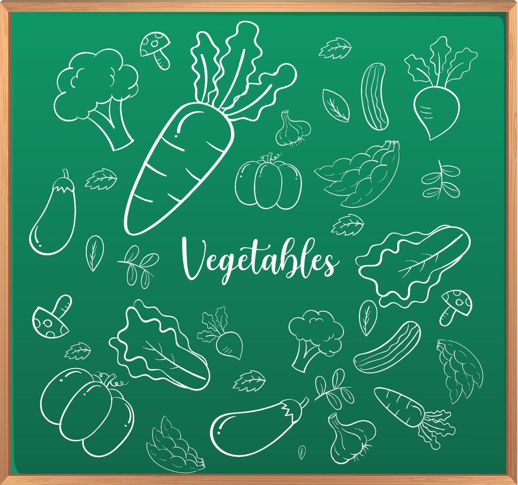 Hand drawn doodle icons on chalkboard vector