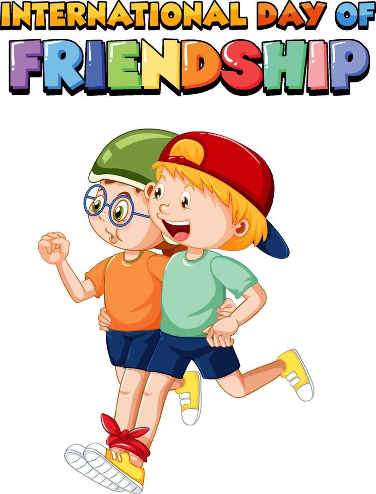 International day of friendship logo with children three legged race vector