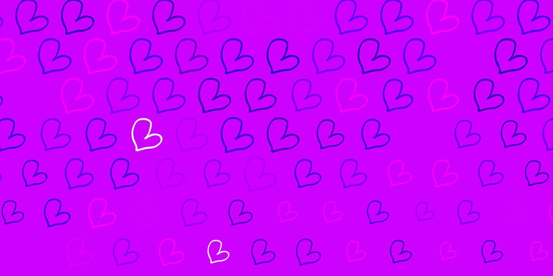 Light Purple vector template with doodle hearts.