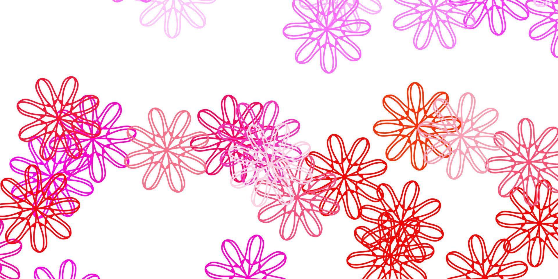 textura de doodle de vector rosa claro, amarillo con flores.