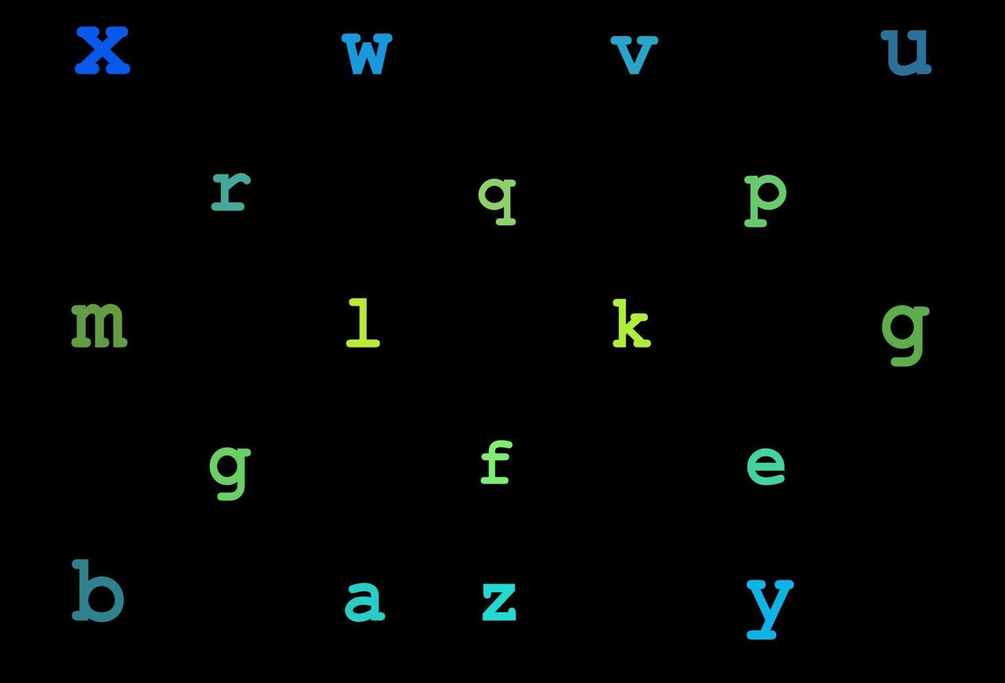 Fondo de vector azul oscuro, amarillo con signos del alfabeto.