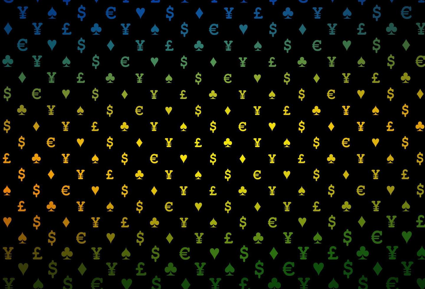 Dark green vector template with poker symbols.