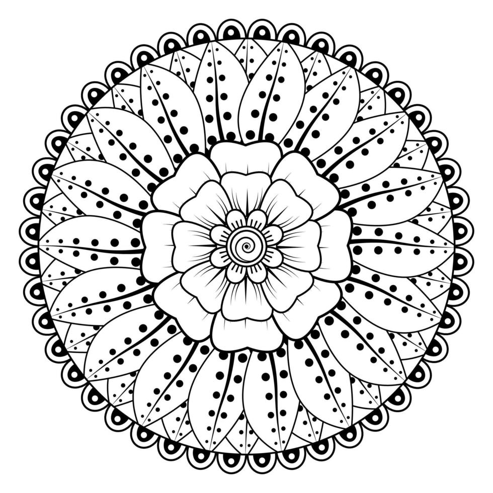 patrón circular en forma de mandala para henna, mehndi, tatuaje, decoración. adorno decorativo en estilo étnico oriental. página de libro para colorear. vector