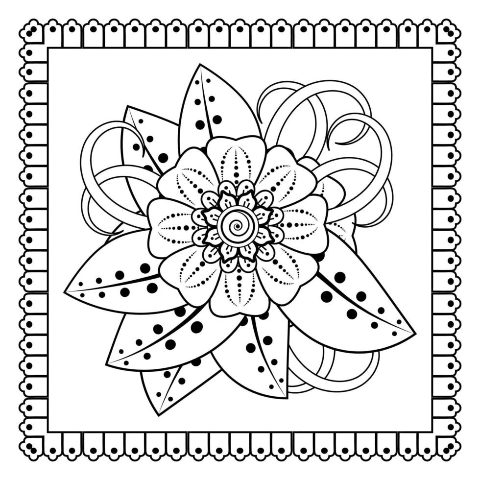 Mehndi flower for henna, mehndi, tattoo, decoration. Decorative ornament in ethnic oriental style, doodle ornament, outline hand draw. Coloring book page. vector