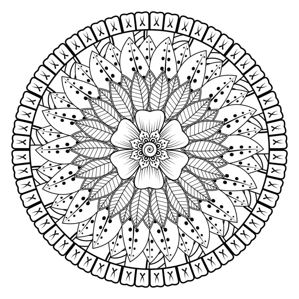 patrón circular en forma de mandala para henna, mehndi, tatuaje, decoración. adorno decorativo en estilo étnico oriental. página de libro para colorear. vector