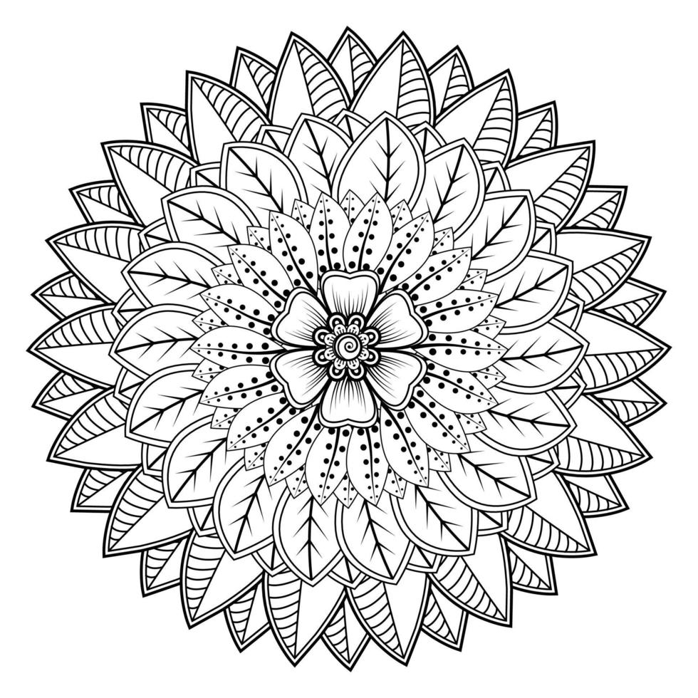 patrón circular en forma de mandala para henna, mehndi, tatuaje, decoración. adorno decorativo en estilo étnico oriental. página de libro para colorear. vector