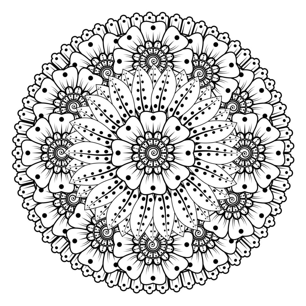 patrón circular en forma de mandala para henna, mehndi, tatuaje, decoración. adorno decorativo en estilo étnico oriental. página de libro para colorear. vector