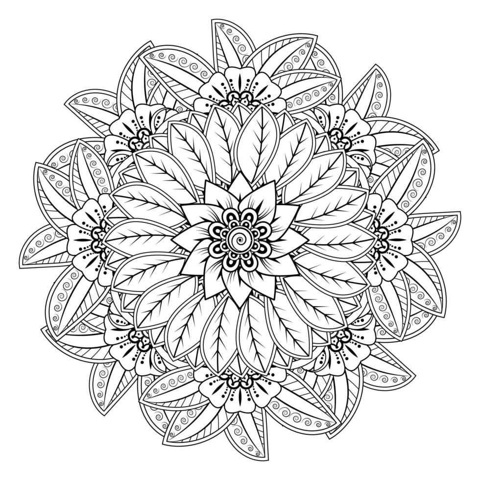 patrón circular en forma de mandala para henna, mehndi, tatuaje, decoración. adorno decorativo en estilo étnico oriental. página de libro para colorear. vector