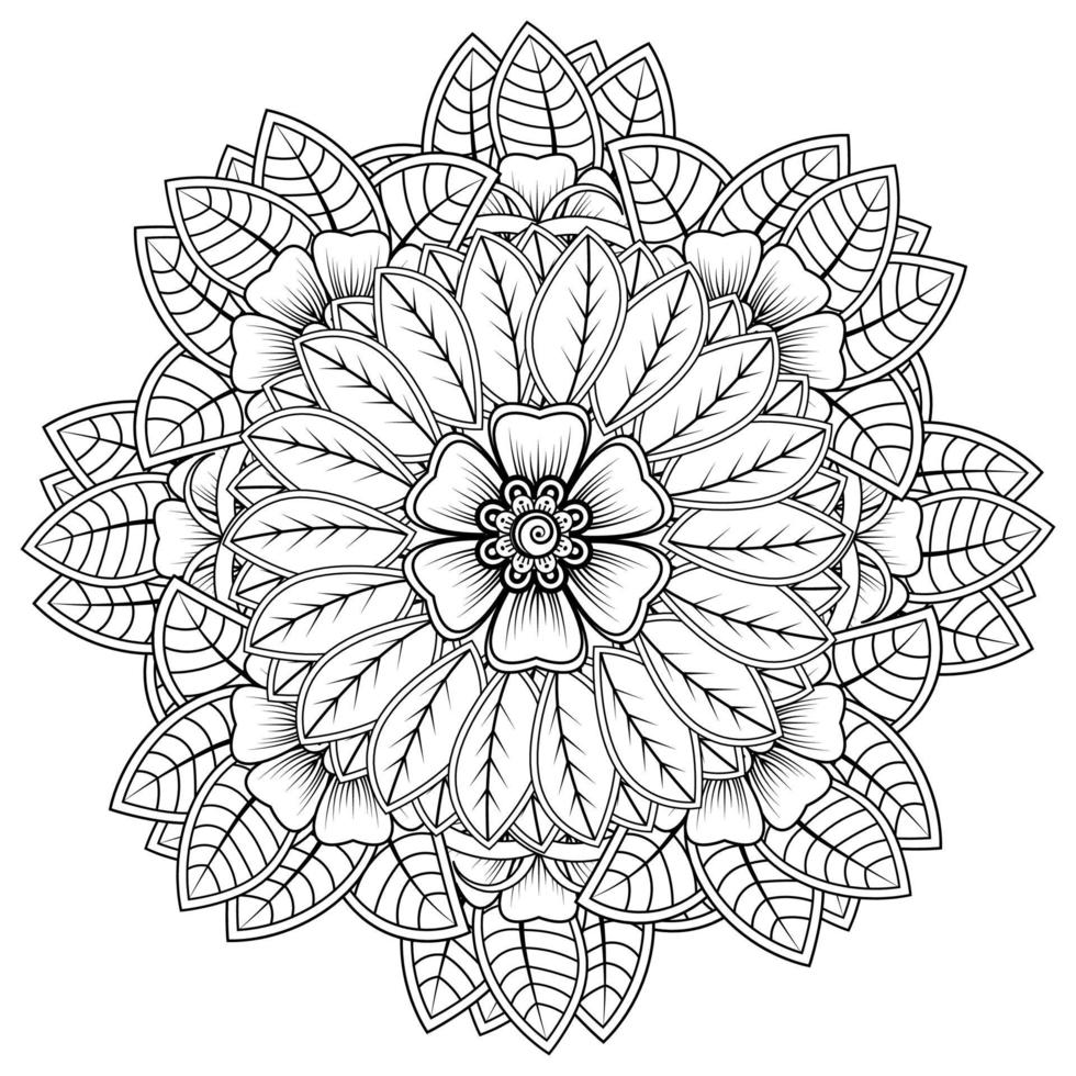 patrón circular en forma de mandala para henna, mehndi, tatuaje, decoración. adorno decorativo en estilo étnico oriental. página de libro para colorear. vector