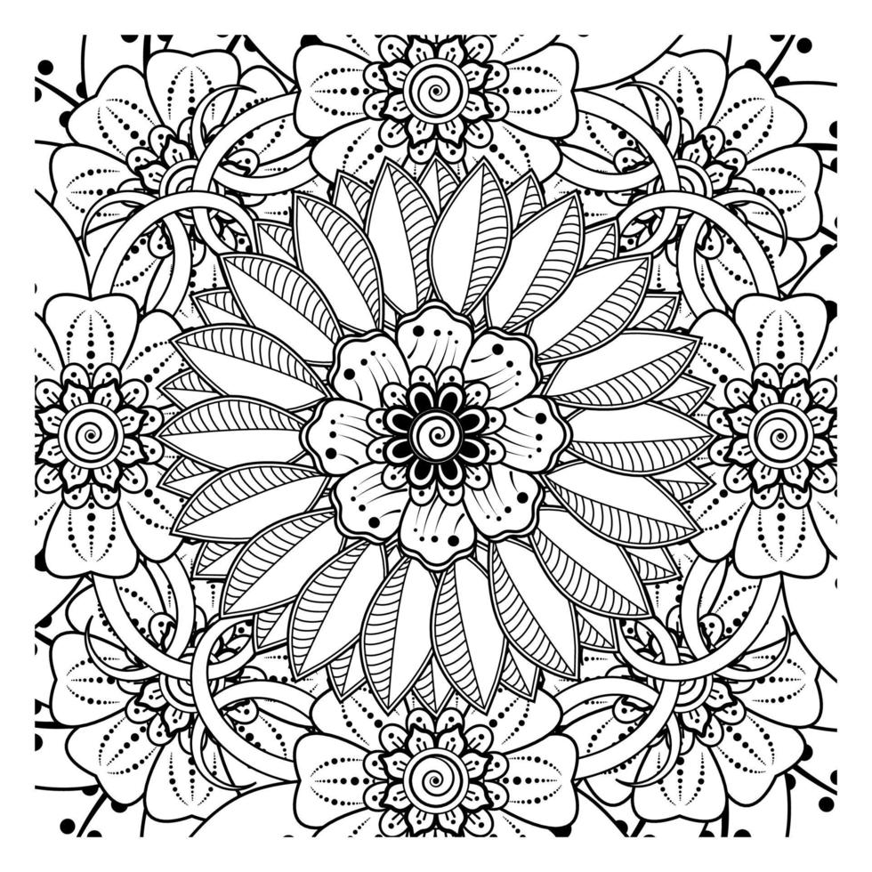 Circular pattern in form of mandala for Henna, Mehndi, tattoo, decoration. Decorative ornament in ethnic oriental style. Coloring book page. vector