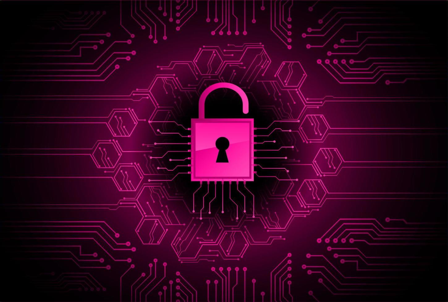 Closed Padlock on digital background, cyber security vector