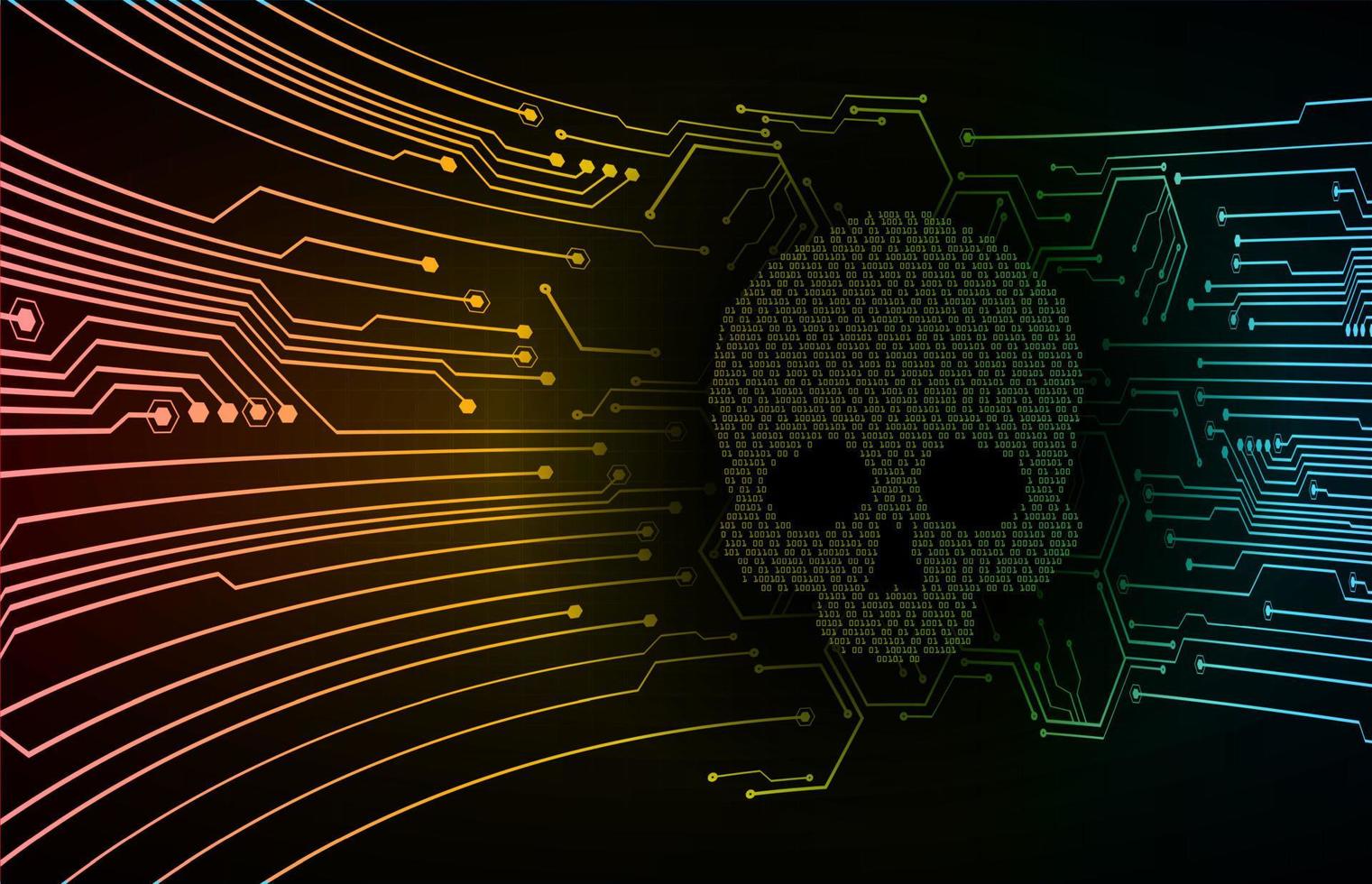 Fondo de ataque de hacker cibernético, vector de cráneo