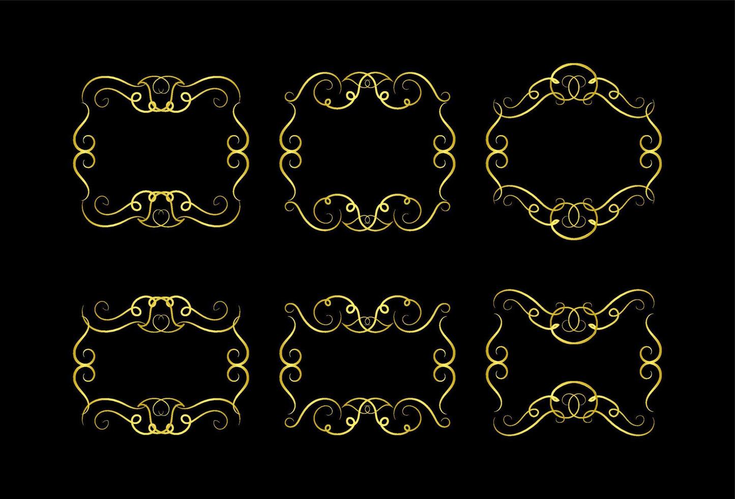 Gold Borders Elements Set Collection, ornament Vector