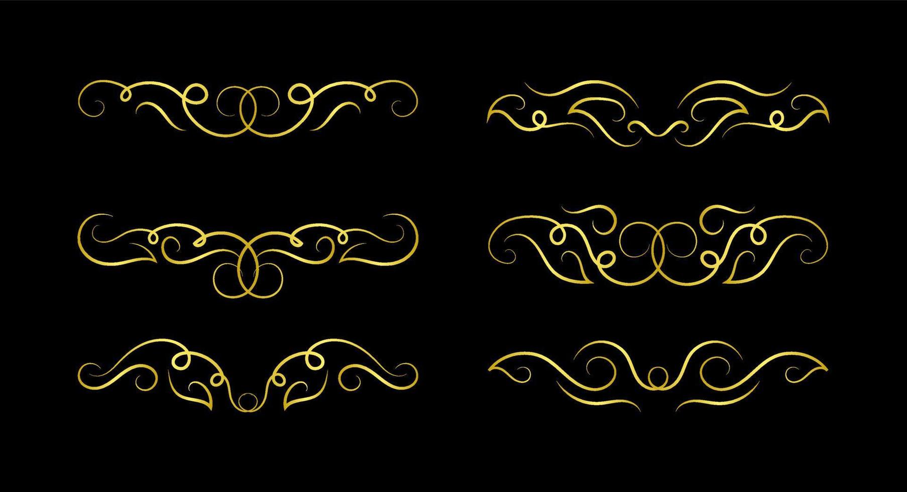 Gold Borders Elements Set Collection, ornament Vector