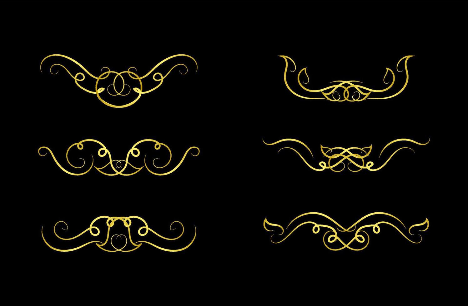 Gold Borders Elements Set Collection, ornament Vector