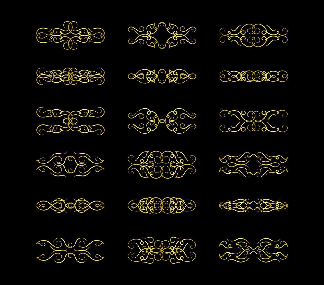 Gold Borders Elements Set Collection, ornament Vector