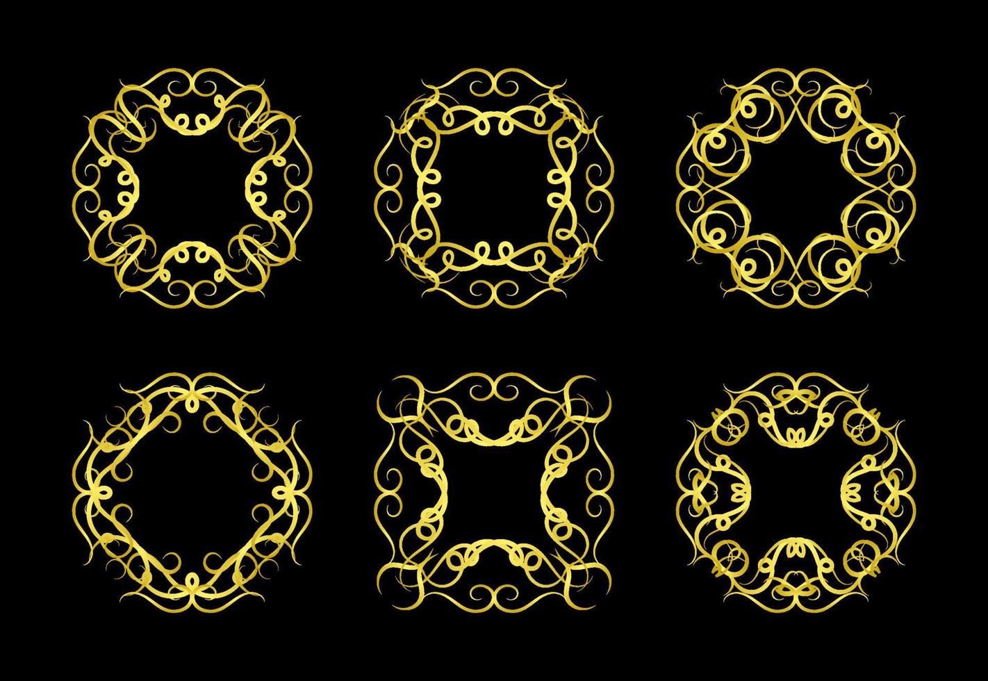 Gold Borders Elements Set Collection, ornament Vector