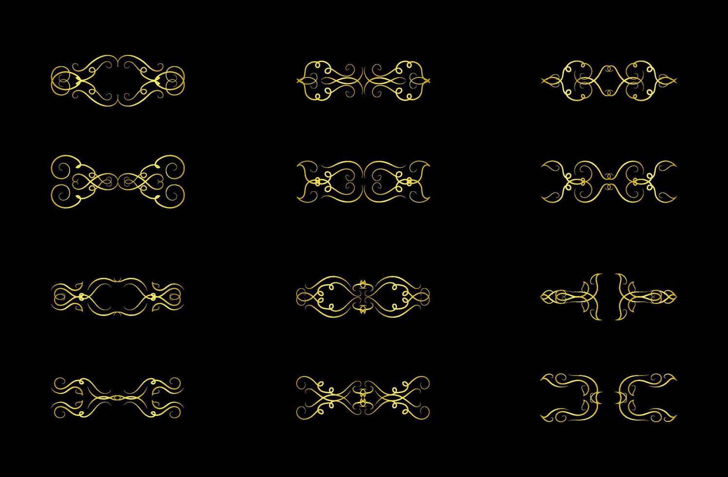Gold Borders Elements Set Collection, ornament Vector