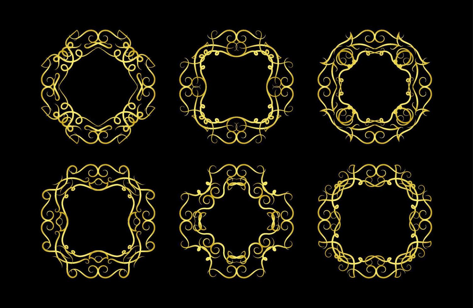 Gold Borders Elements Set Collection, ornament Vector