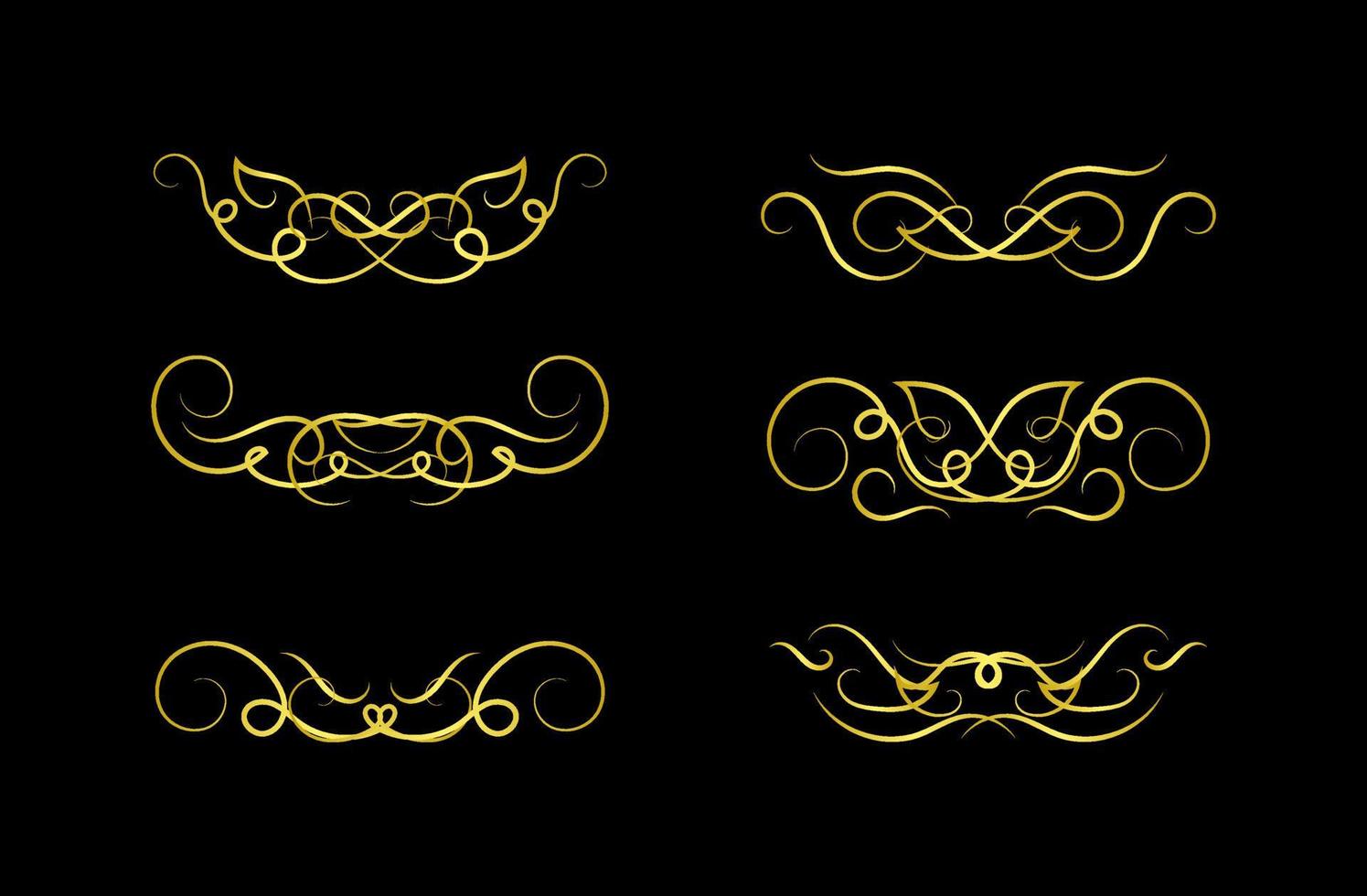 Gold Borders Elements Set Collection, ornament Vector