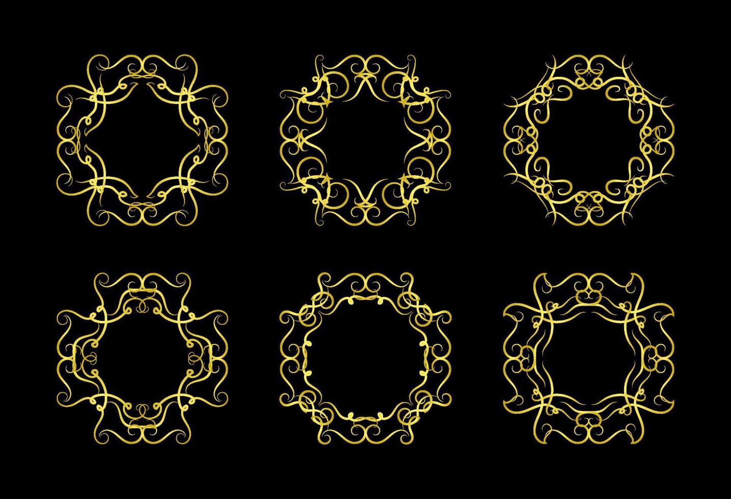 Gold Borders Elements Set Collection, ornament Vector