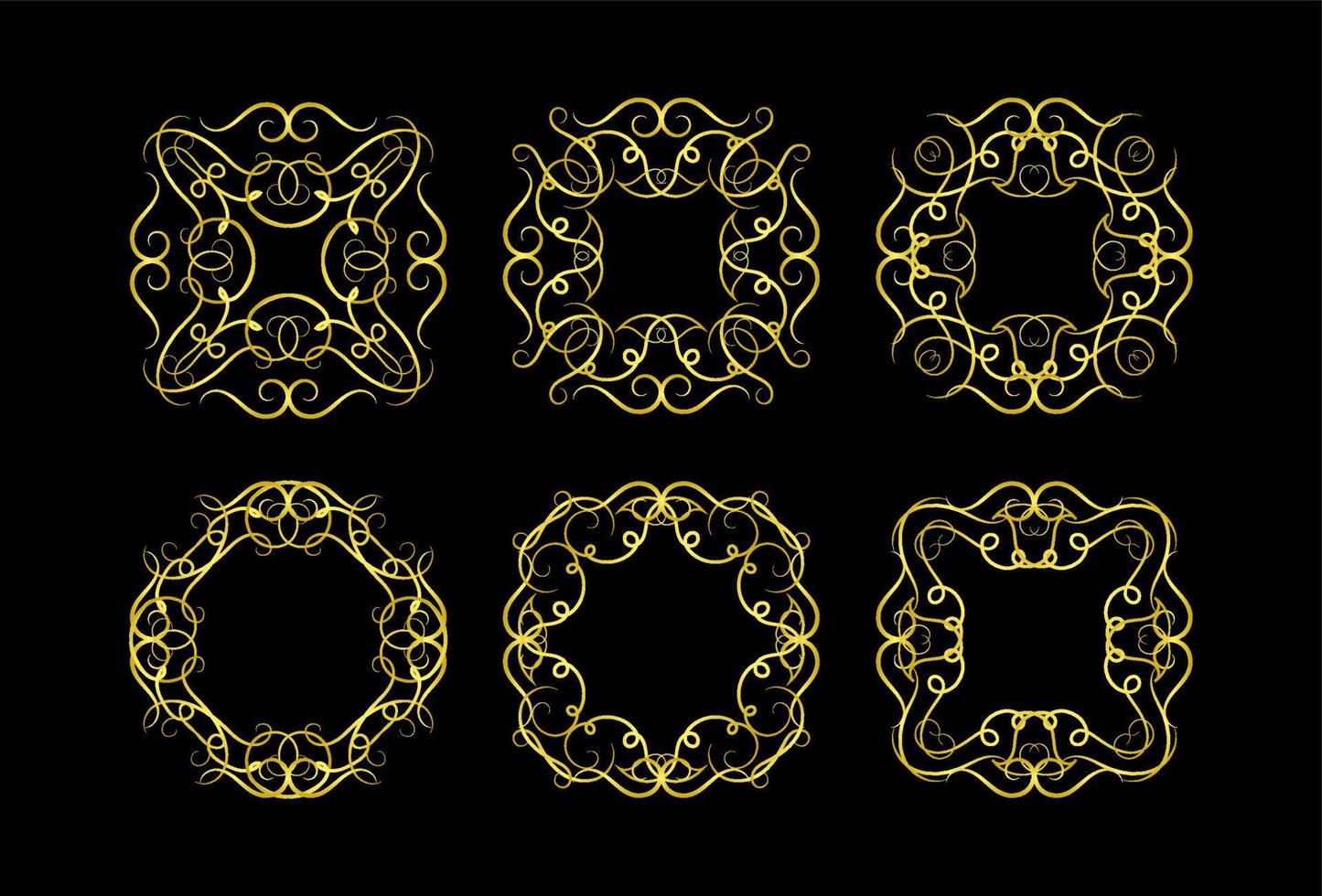 Gold Borders Elements Set Collection, ornament Vector