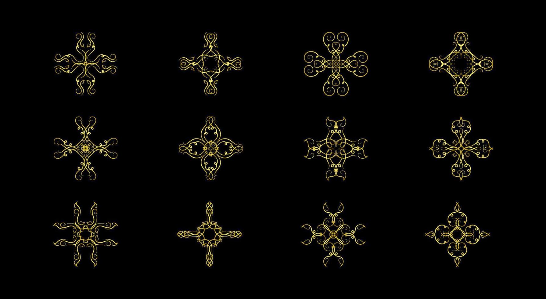 Gold Borders Elements Set Collection, ornament Vector