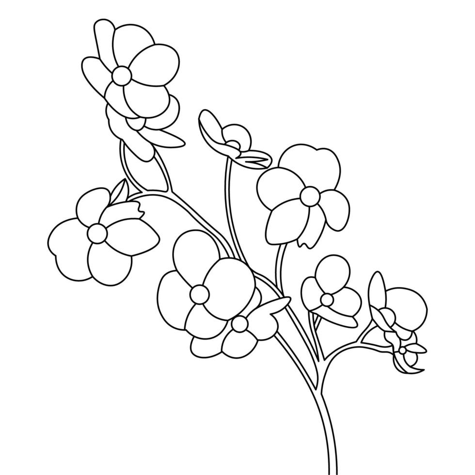 flower coloring page for book with line art design of black and white outline elements vector