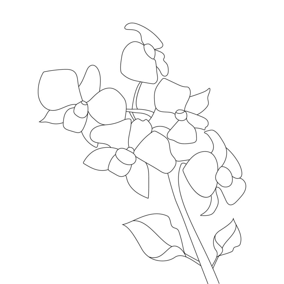 flower coloring page for book with line art design of black and white outline elements vector