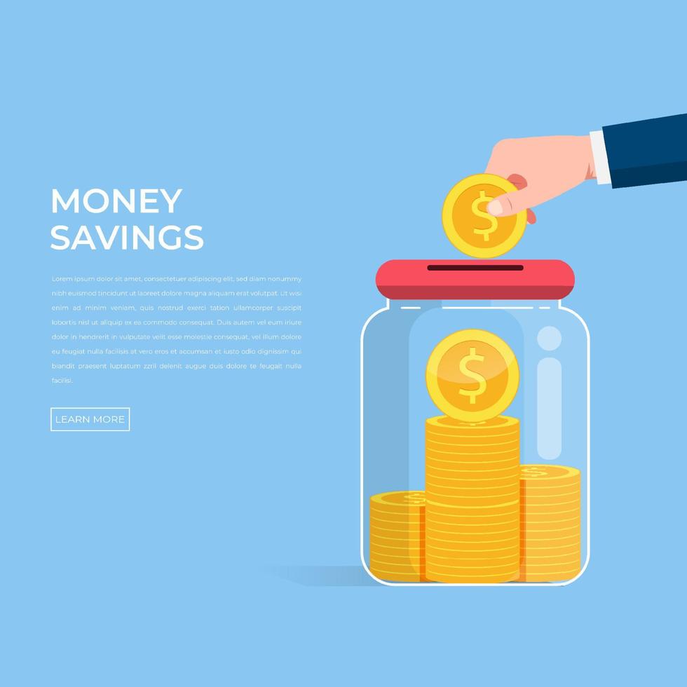 Save money jar icon with hand holding coin symbol vector