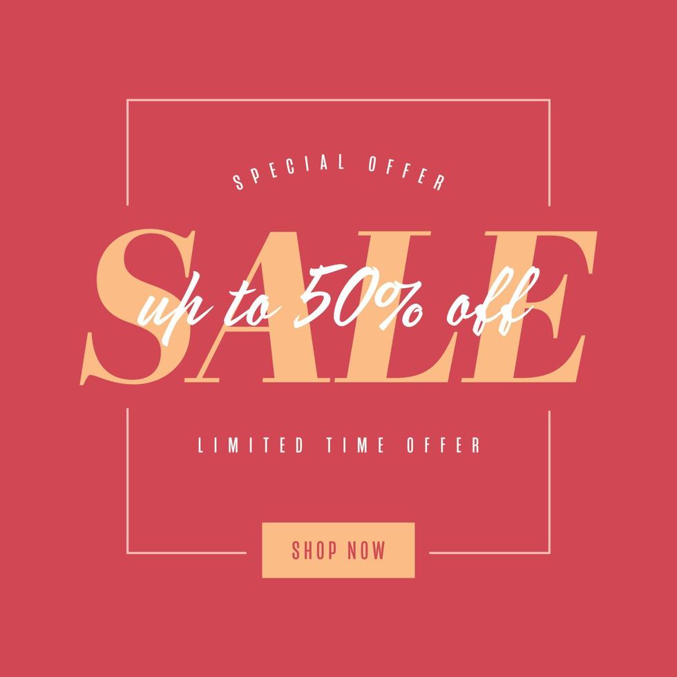 Special offer sale banner template. Minimal square banner template for social media post. vector