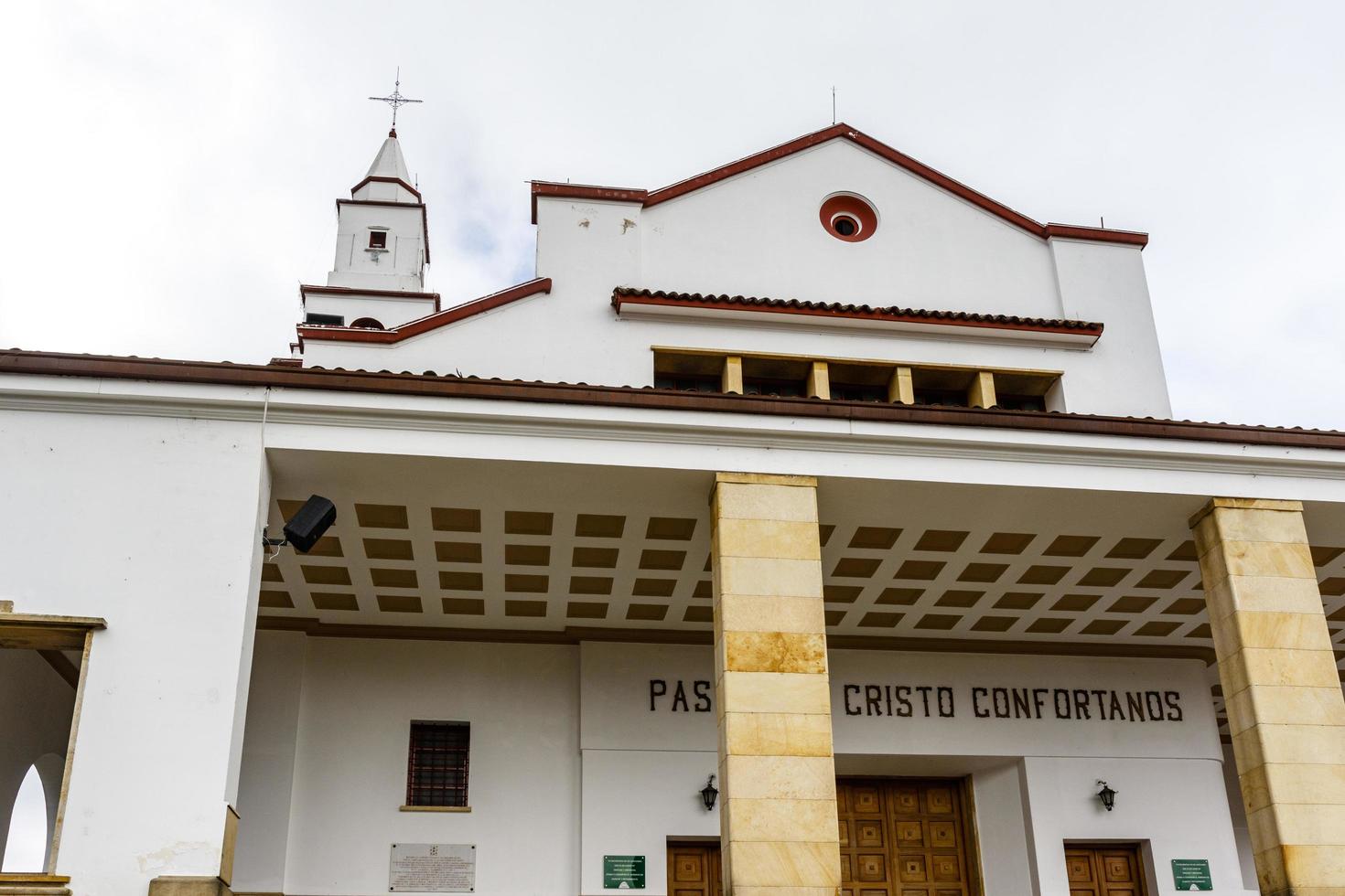 Facade of the Basilica Santuario del Senor de Monserrate sanctuary on top of the Monserrate mountain, Bogota, Colombia, South America photo