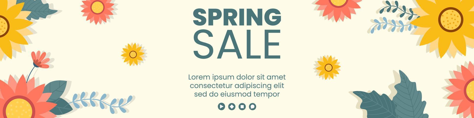 Spring Sale with Blossom Flowers Banner Template Flat Design Illustration Editable of Square Background for Social Media or Greeting Card vector