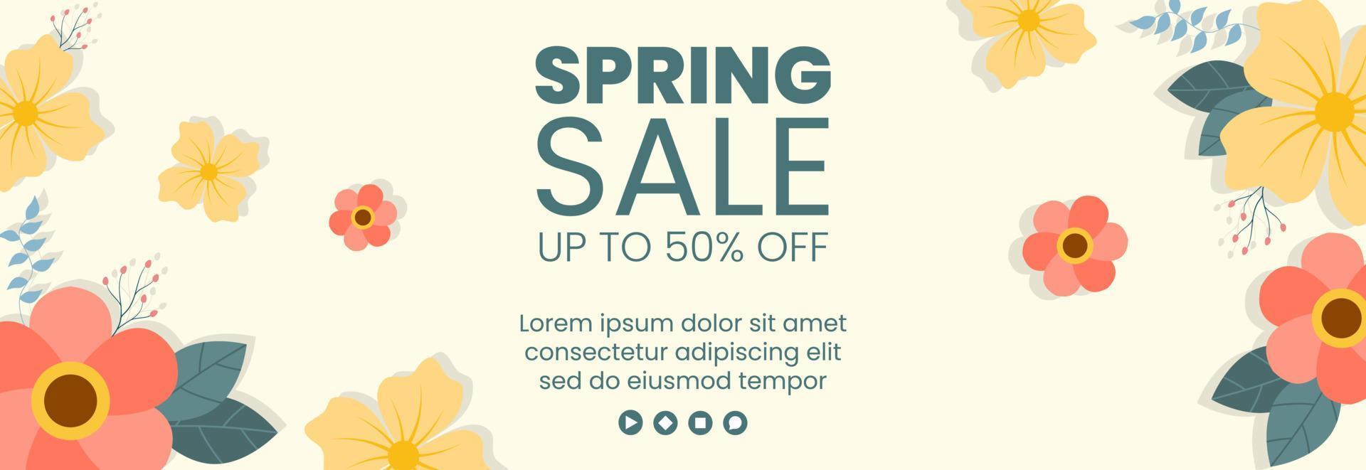 Spring Sale with Blossom Flowers Flyer Template Flat Design Illustration Editable of Square Background for Social Media or Greeting Card vector