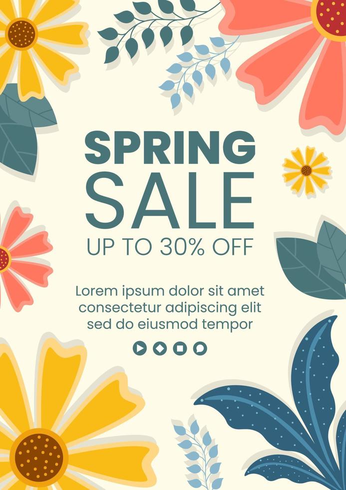 Spring Sale with Blossom Flowers Landing Page Template Flat Design Illustration Editable of Square Background for Social Media or Greeting Card vector