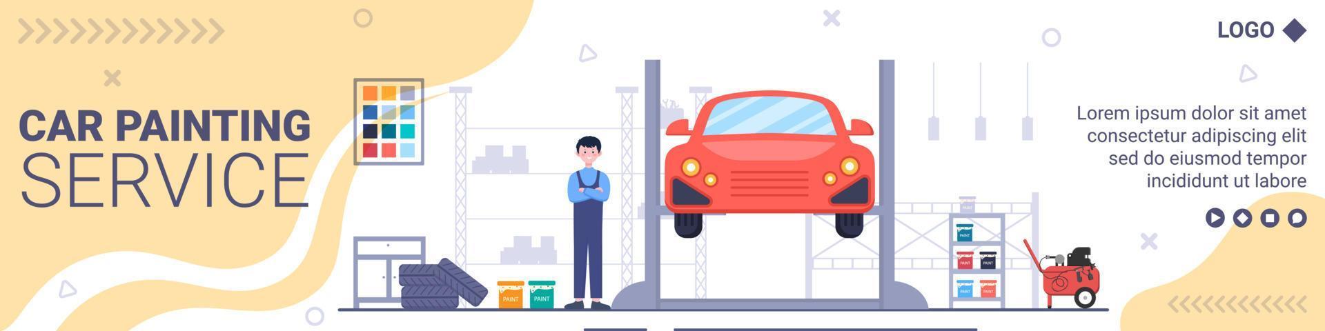 Car Painting Machine Banner Template Flat Illustration Editable of Square Background Suitable for Social media or Web Internet Ads vector