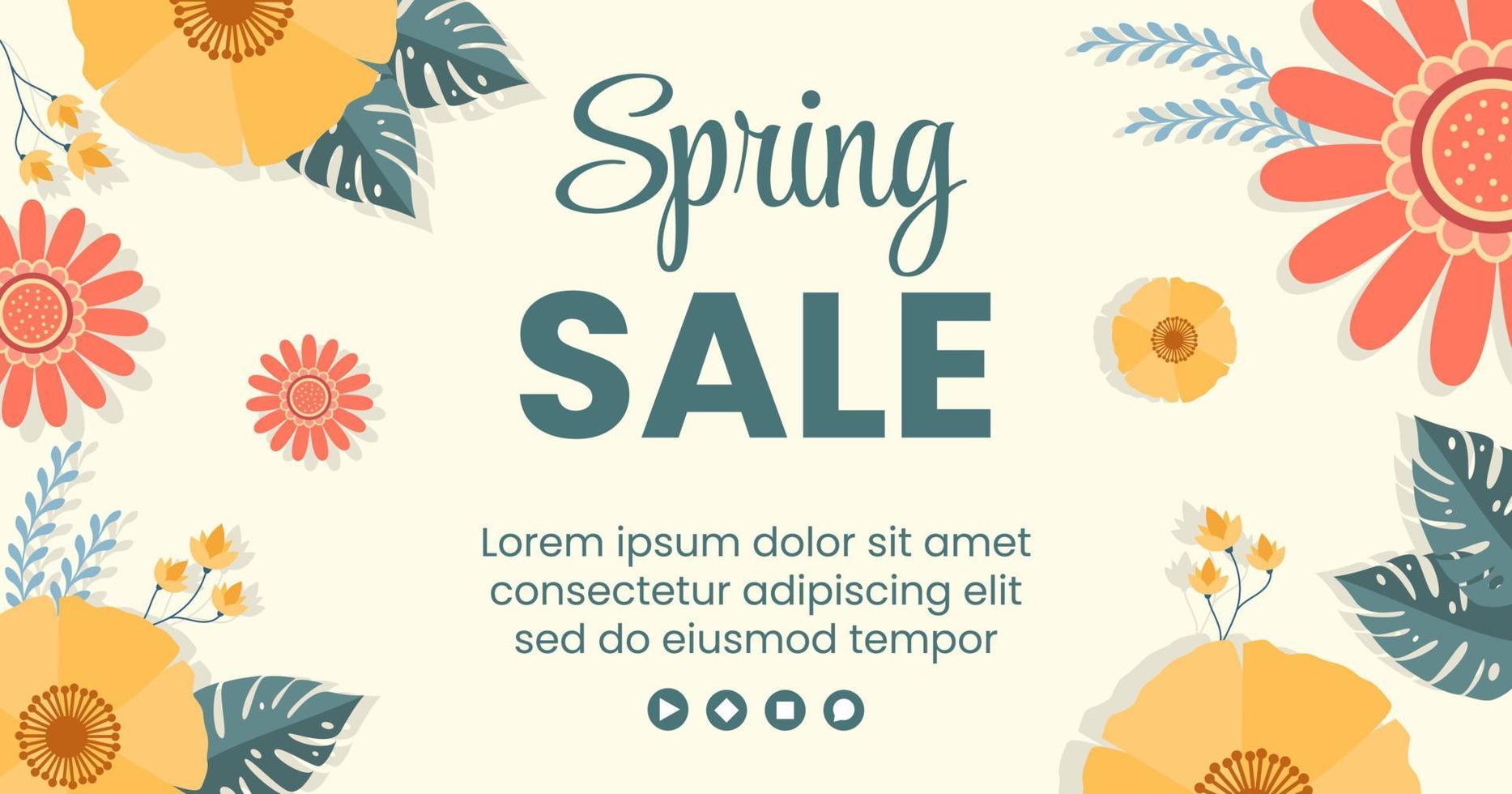 Spring Sale with Blossom Flowers Post Template Flat Illustration Editable of Square Background for Social Media or Greeting Card vector