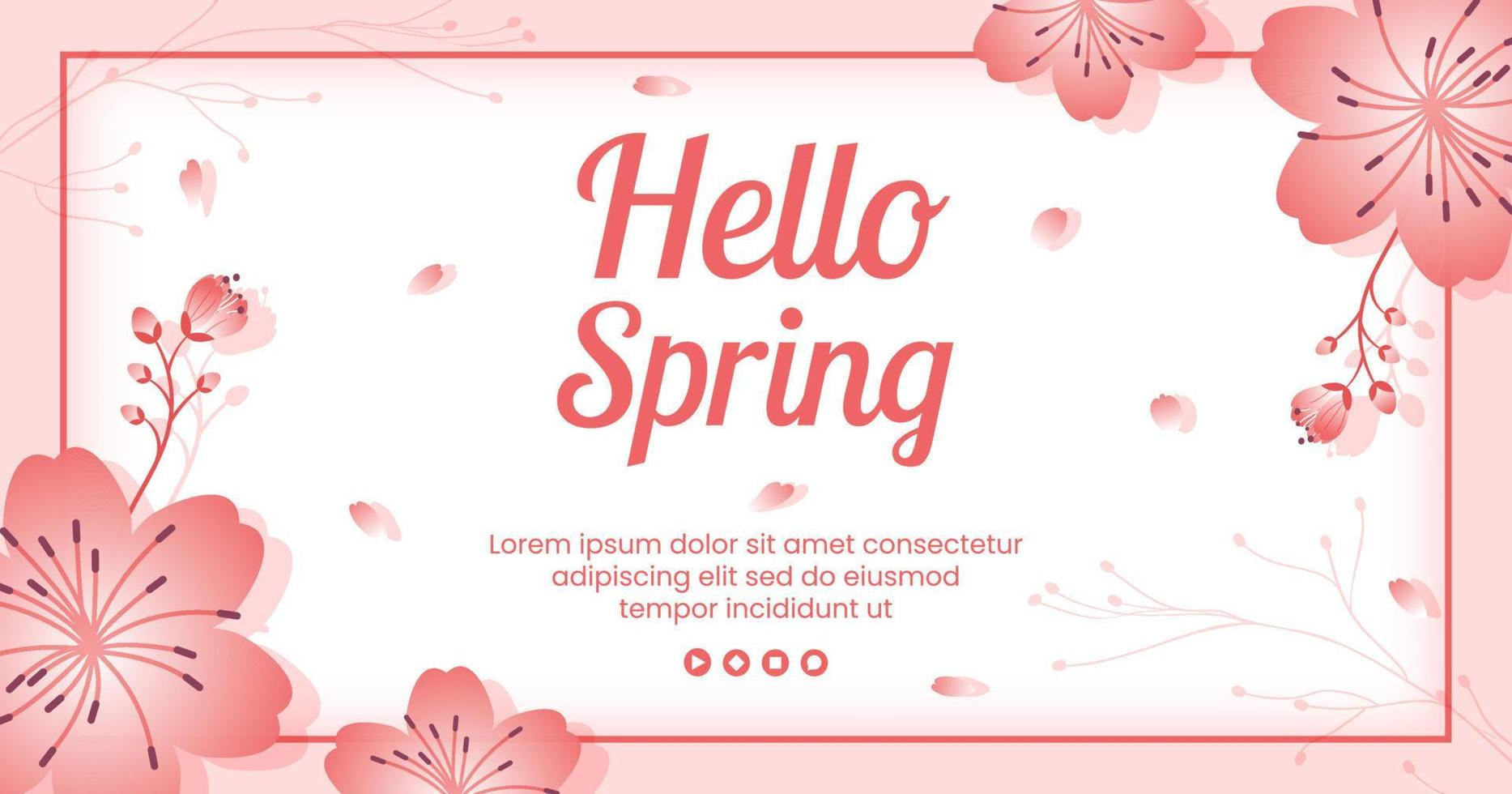 Spring with Blossom Sakura Flowers Post Template Flat Illustration Editable of Square Background for Social Media or Greeting Card vector
