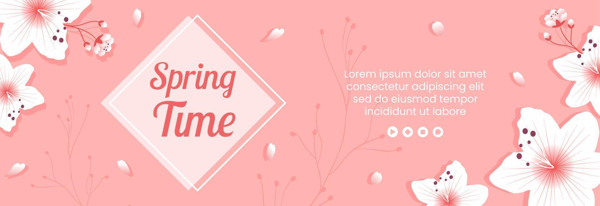 Spring with Blossom Sakura Flowers Cover Template Flat Illustration Editable of Square Background for Social Media or Greeting Card vector