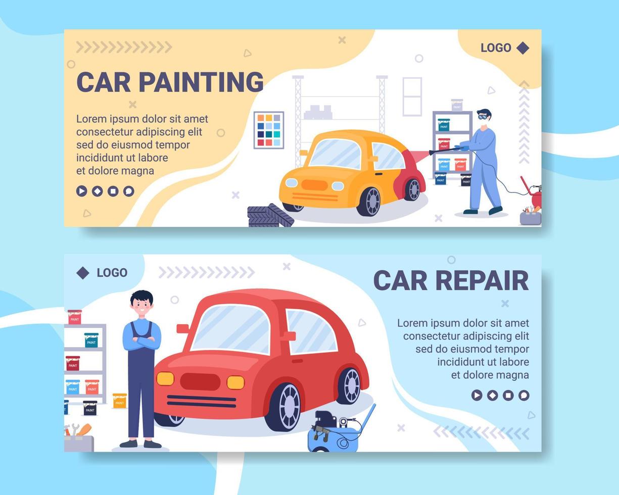 Car Painting Machine Banner Template Flat Illustration Editable of Square Background Suitable for Social media or Web Internet Ads vector