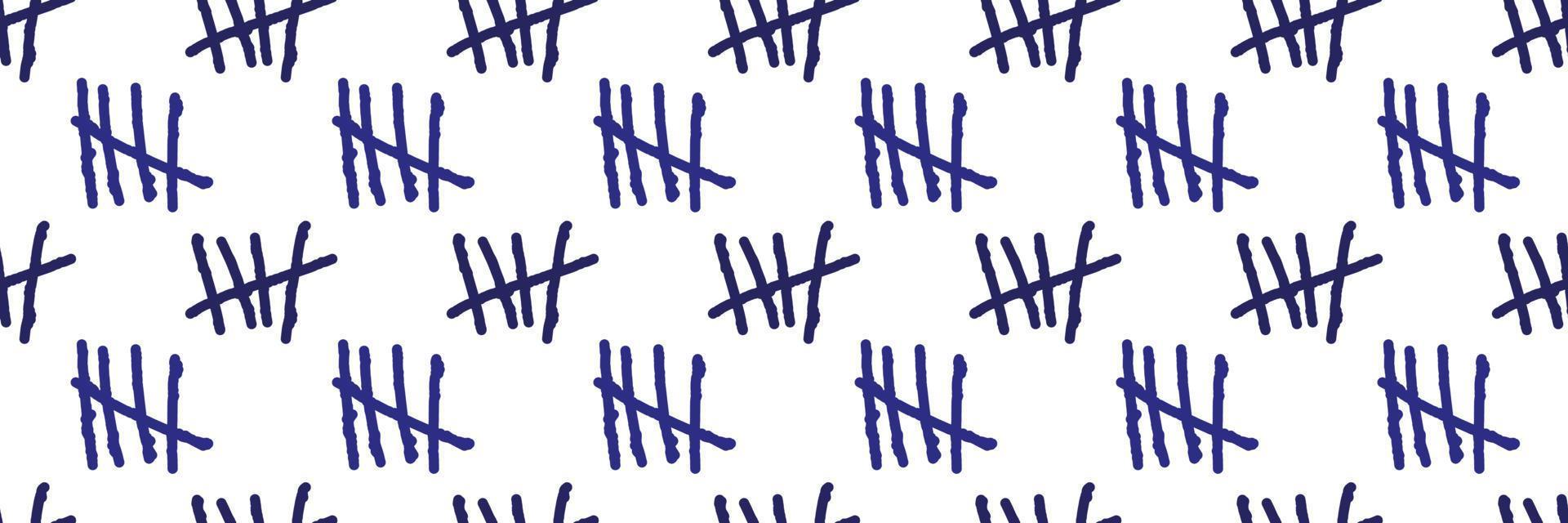 Seamless pattern Tally marks, colorful counting signs on white background. Prison wall sticks lines counter. Vector illustration.