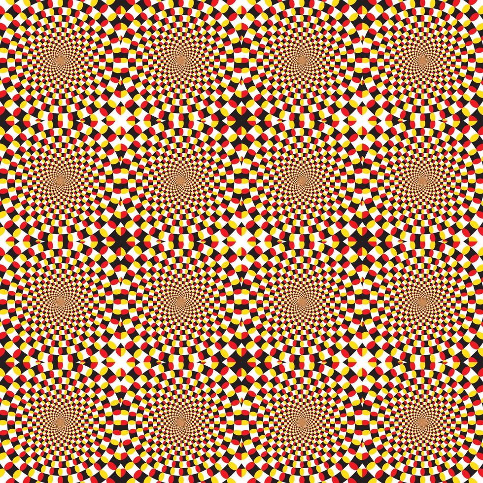 Dynamic circular pattern psychedelic Abstract background. Optical Illusion of movement. Use for cards, invitation, wallpapers, pattern fills, web pages elements and etc. vector