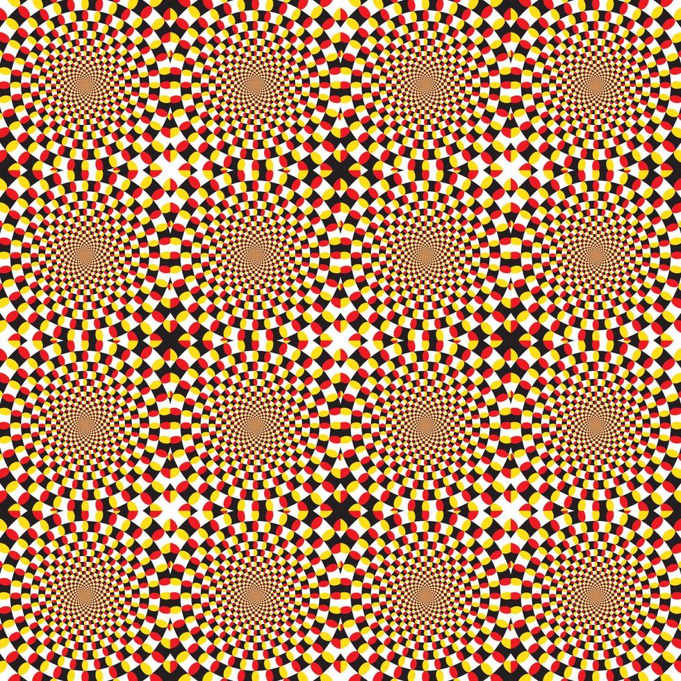 Dynamic circular pattern psychedelic Abstract background. Optical Illusion of movement. Use for cards, invitation, wallpapers, pattern fills, web pages elements and etc. vector