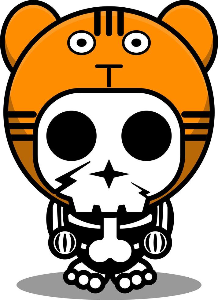 vector cartoon character mascot costume human skull cute animal tiger