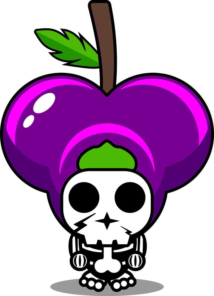 vector cartoon character mascot costume human skull cute grapes fruit