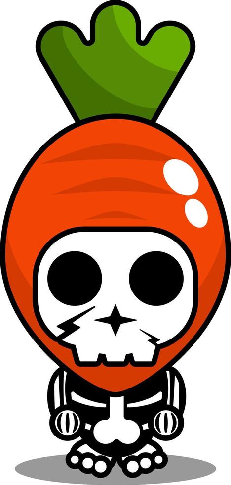 vector cartoon character mascot costume human skull vegetable cute carrot