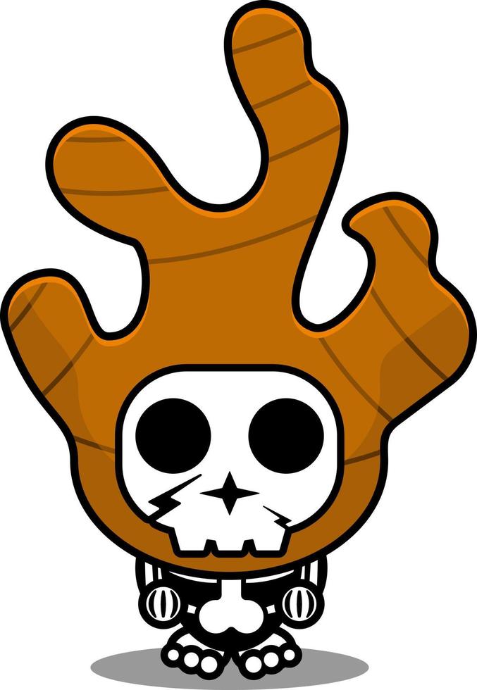 personaje de dibujos animados de vector lindo jengibre especia cráneo mascota disfraz personaje