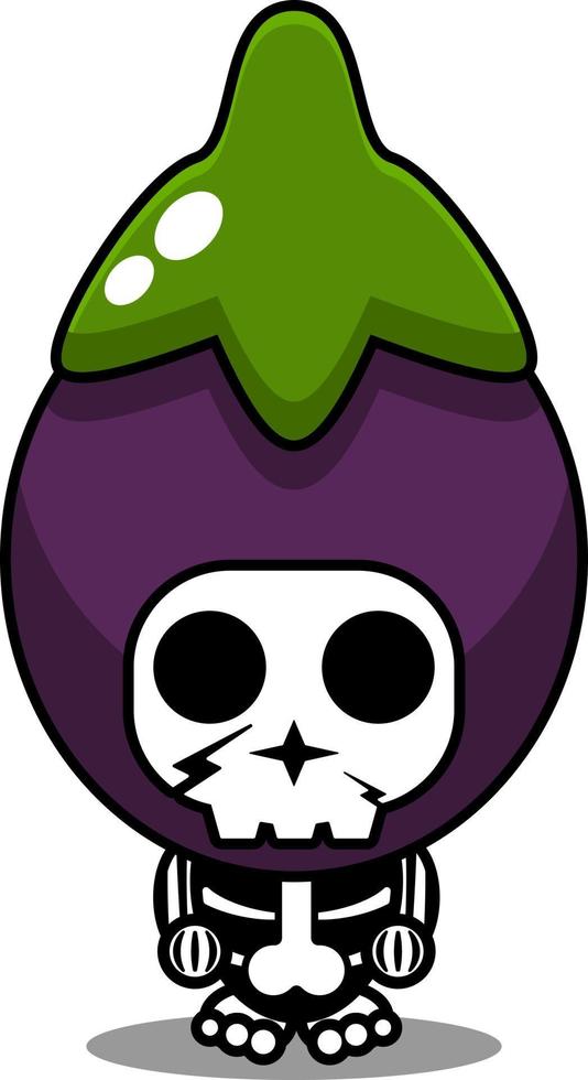 vector cartoon character mascot costume human skull vegetable cute eggplant
