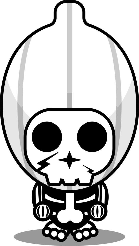 personaje de dibujos animados de vector lindo cráneo humano personaje de disfraz de mascota vegetal